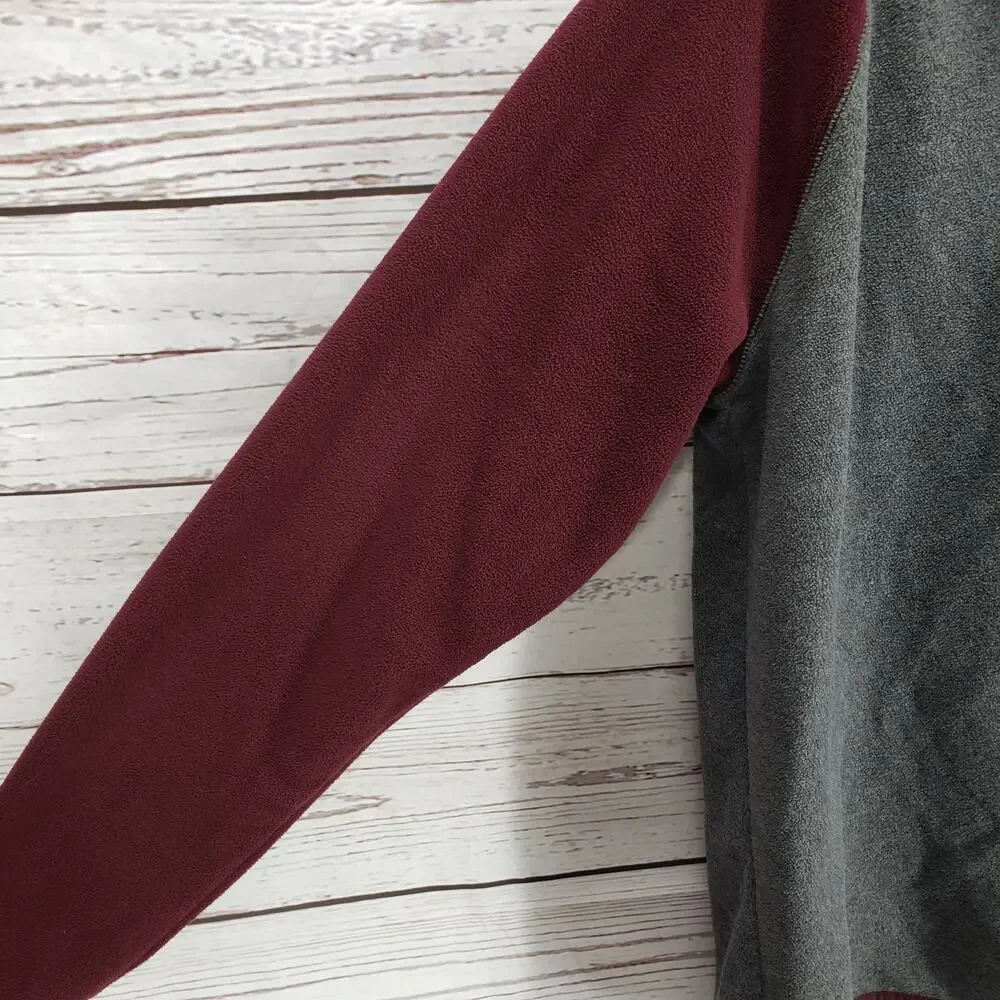 Aeropostale Men's Maroon Gray 1/4 Zip Fleece Sweatshirt1 Jacket Size XL